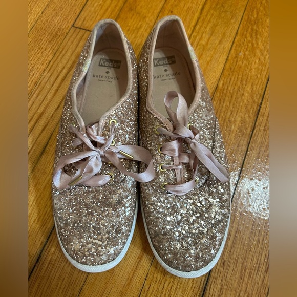 KEDS FOR KATE SPADE WOMEN'S ROSE GOLD CHAMPION GLITTER SNEAKERS SIZE 9 - Picture 1 of 11